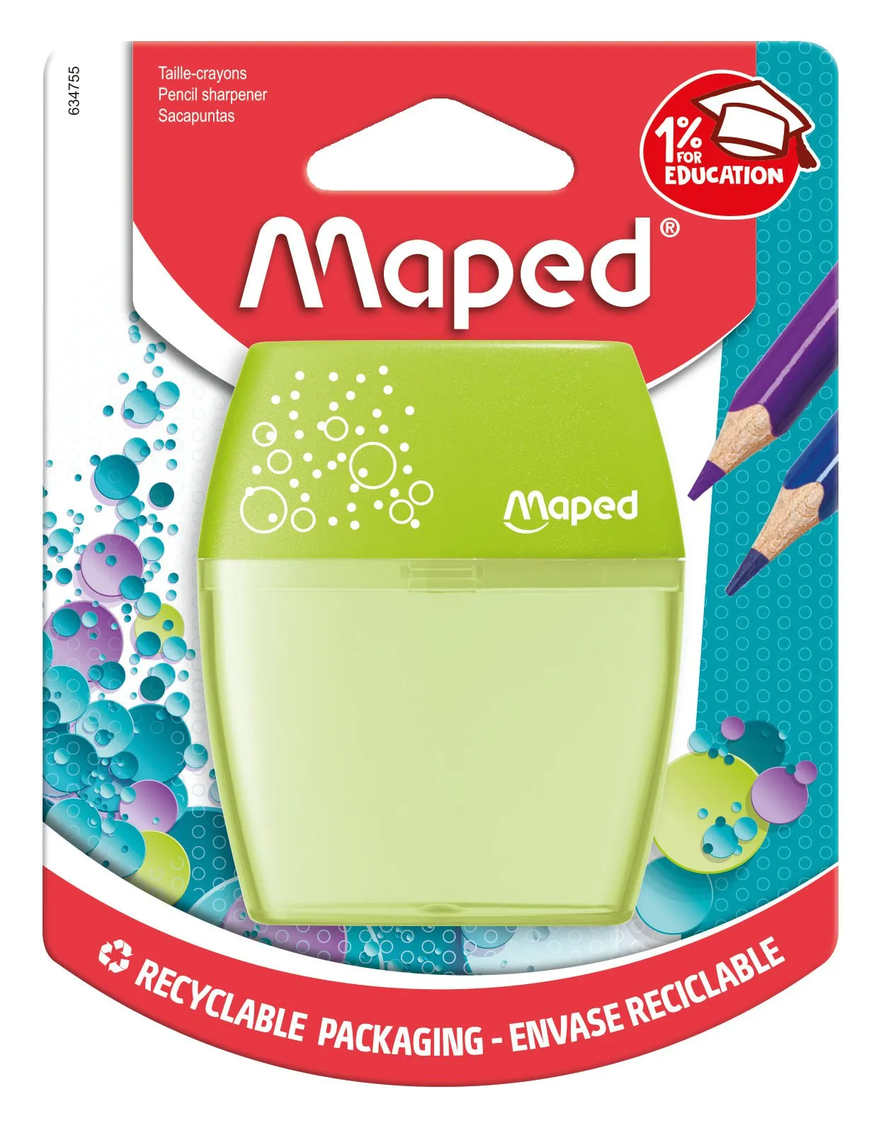 Maped 2 Hole Pencil Sharpener Tub (Assorted Colours)