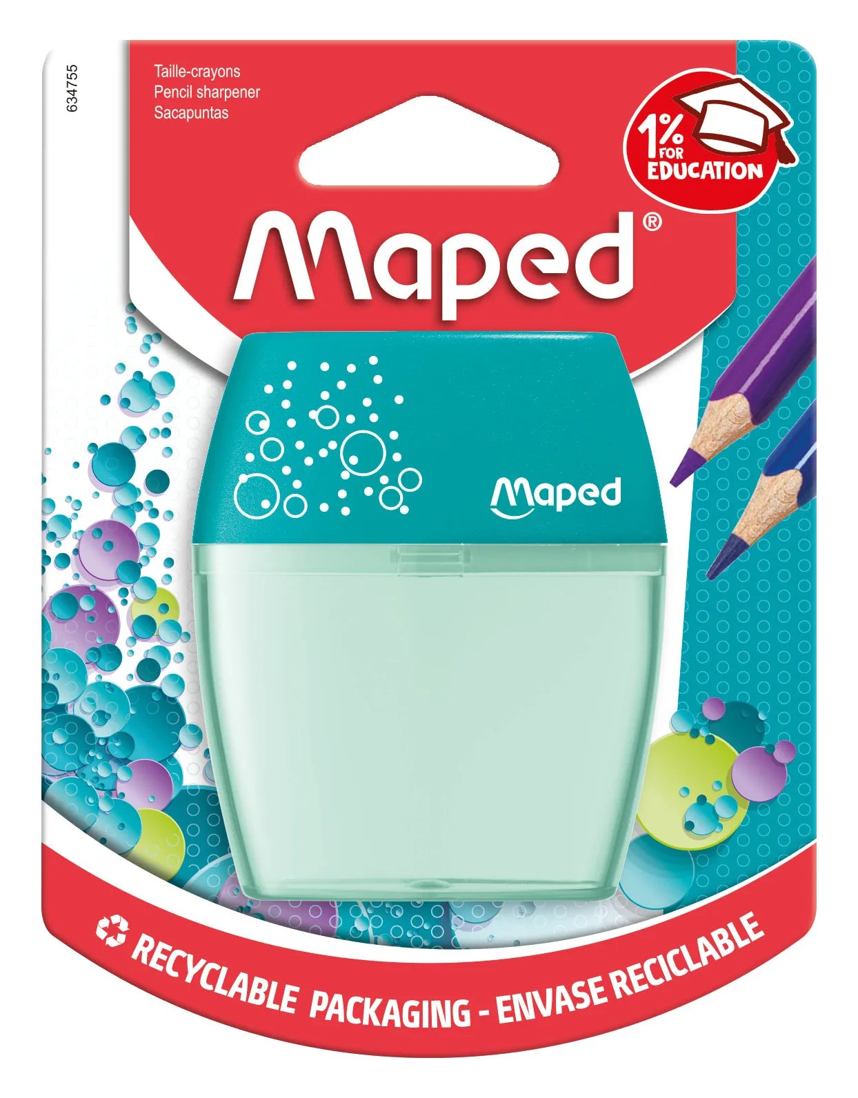 Maped 2 Hole Pencil Sharpener Tub (Assorted Colours)