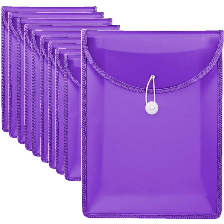 Marbig Top Load File Folder With Elastic Closure PP A4 Violet Purple Pack 10