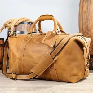 MARRANT 1133 Handmade Crazy Horse Leather Duffle Bags Large Men Travel Weekender Overnight Bag Genuine Leather Travel Bag