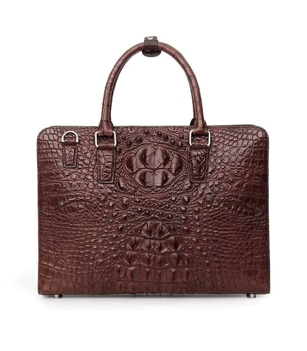 Mens Crocodile Skin Leather Briefcase