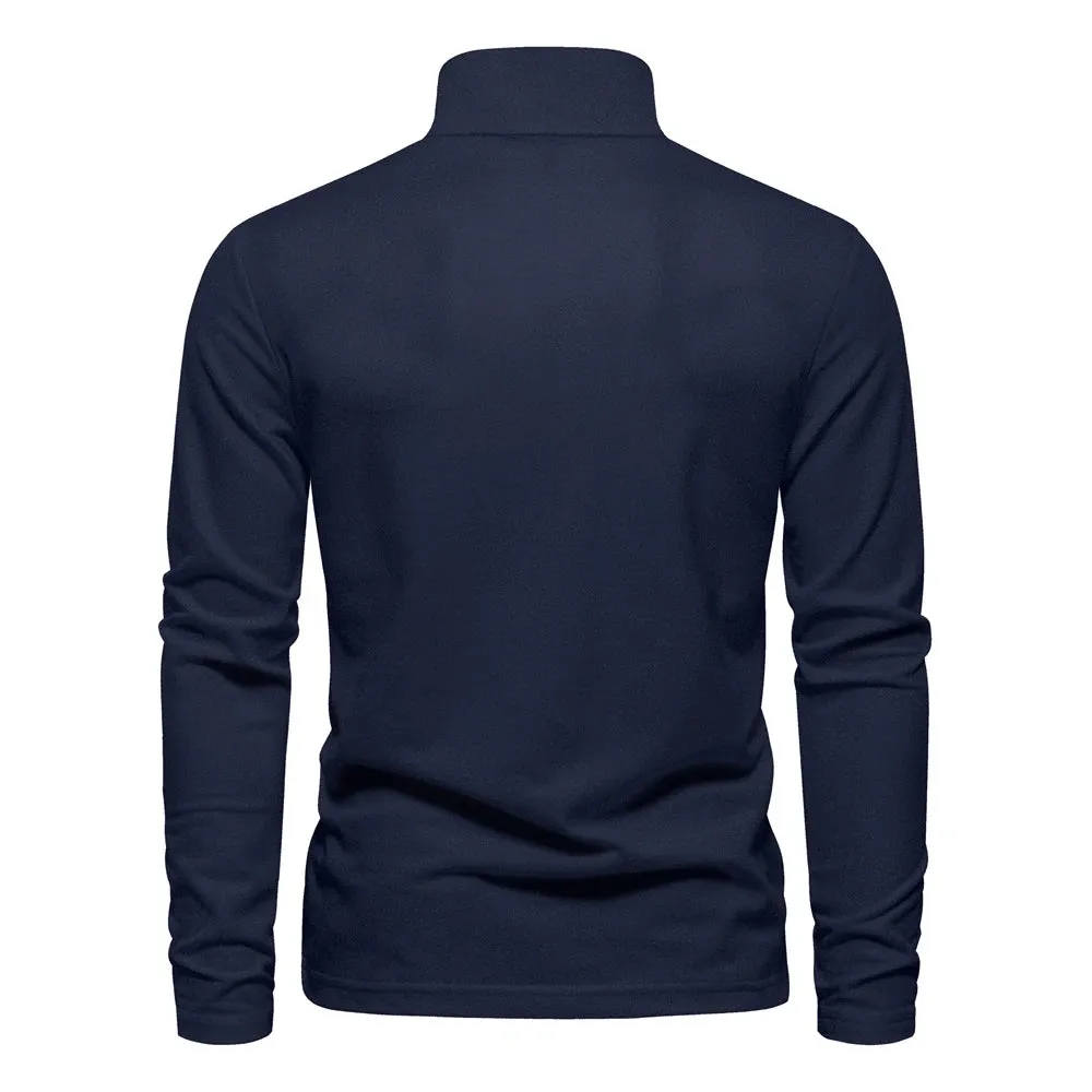 Men's Deer Embroidery Polo Shirts Solid Color Long Sleeve Social Business Male