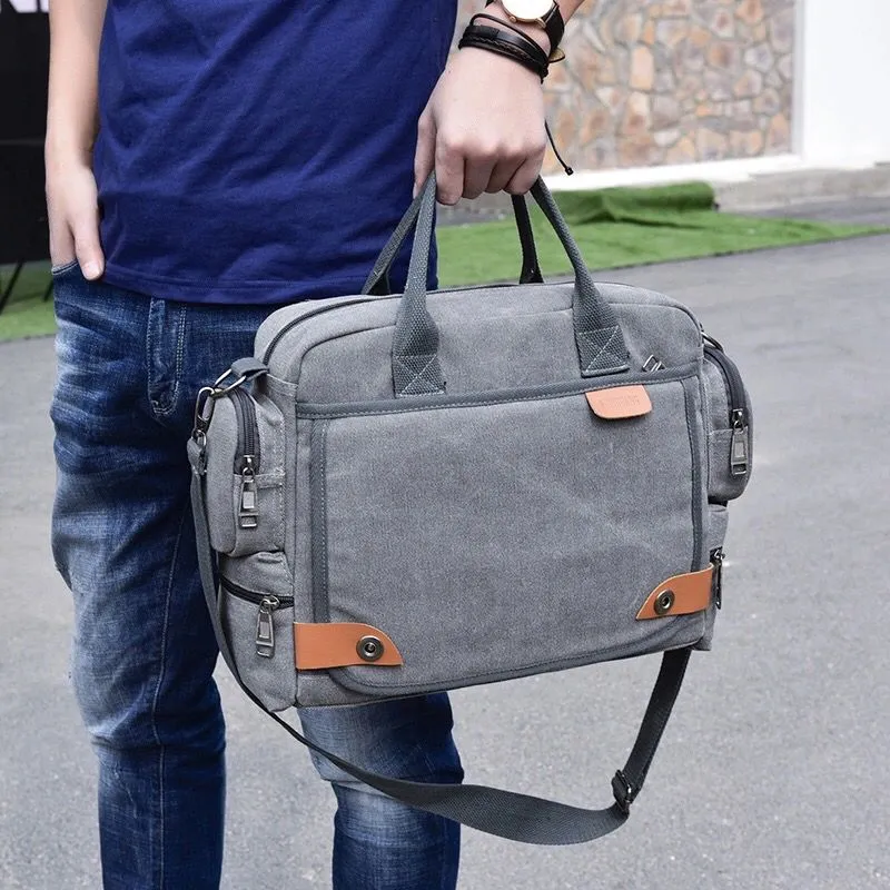 Men's Large Waterproof Canvas Briefcase Bag