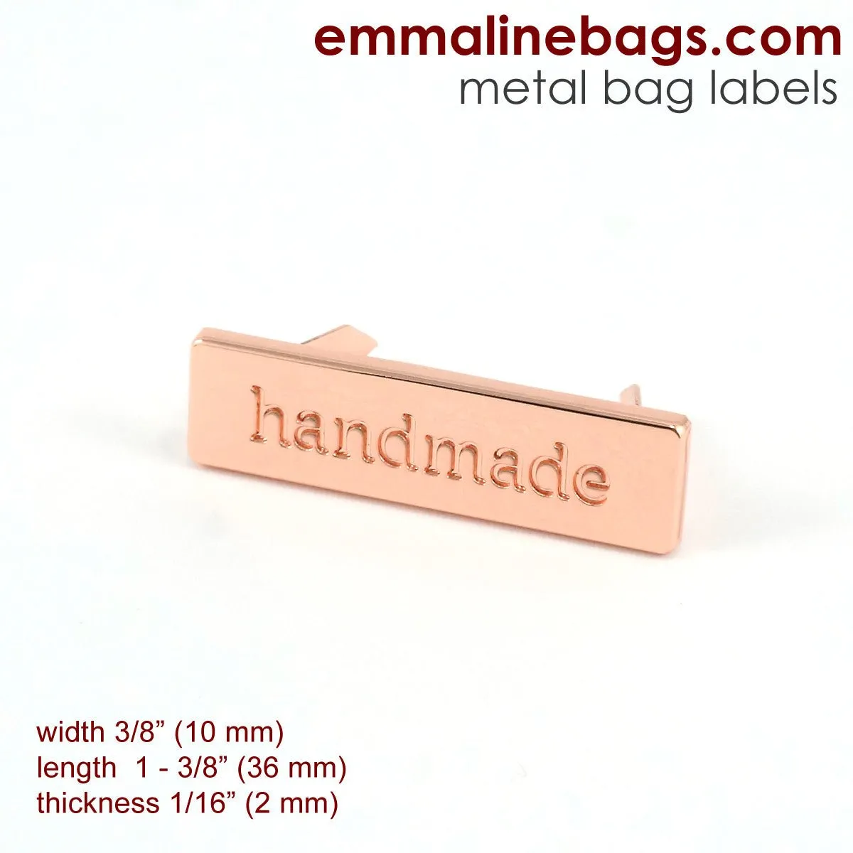 Metal Bag Label: "handmade"