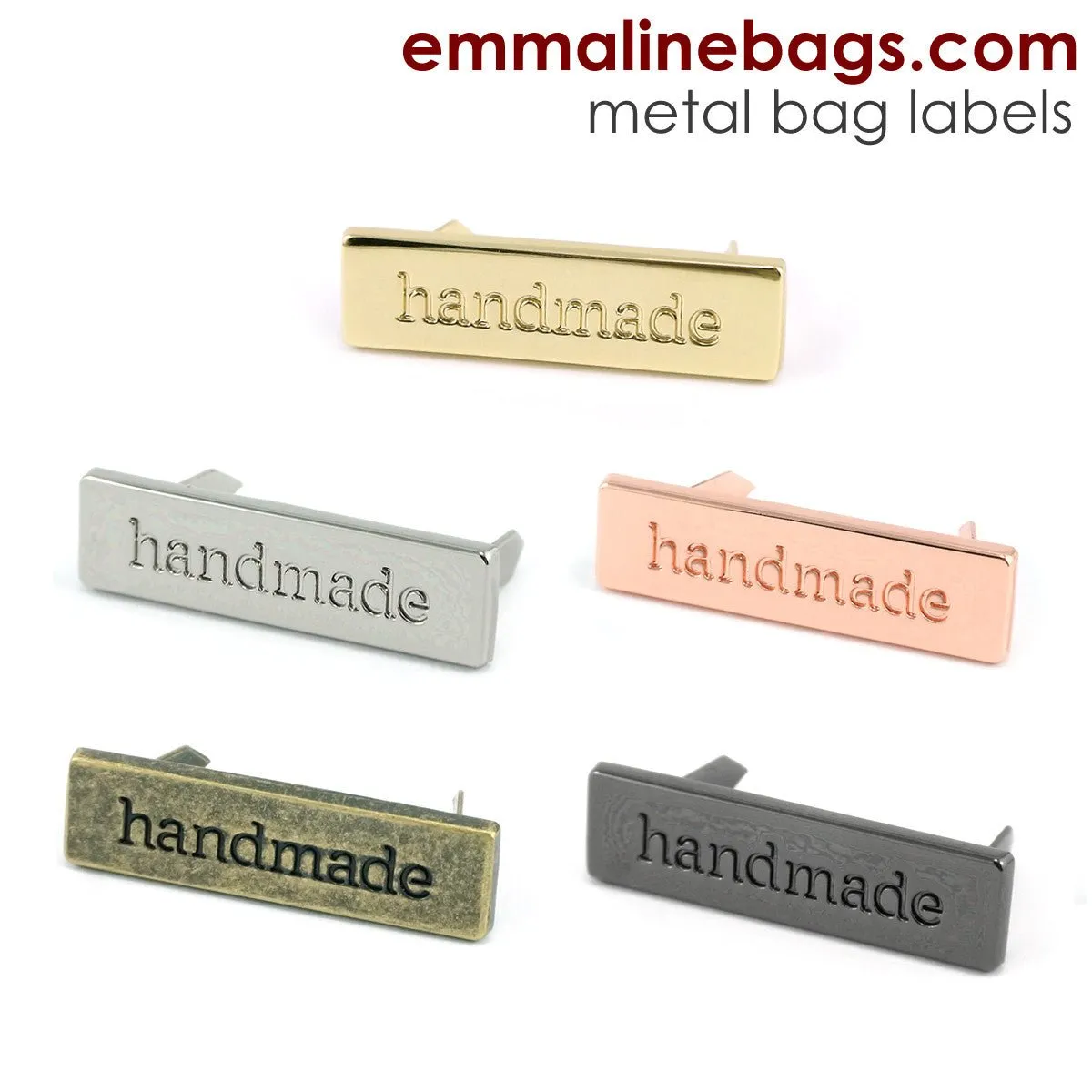 Metal Bag Label: "handmade"