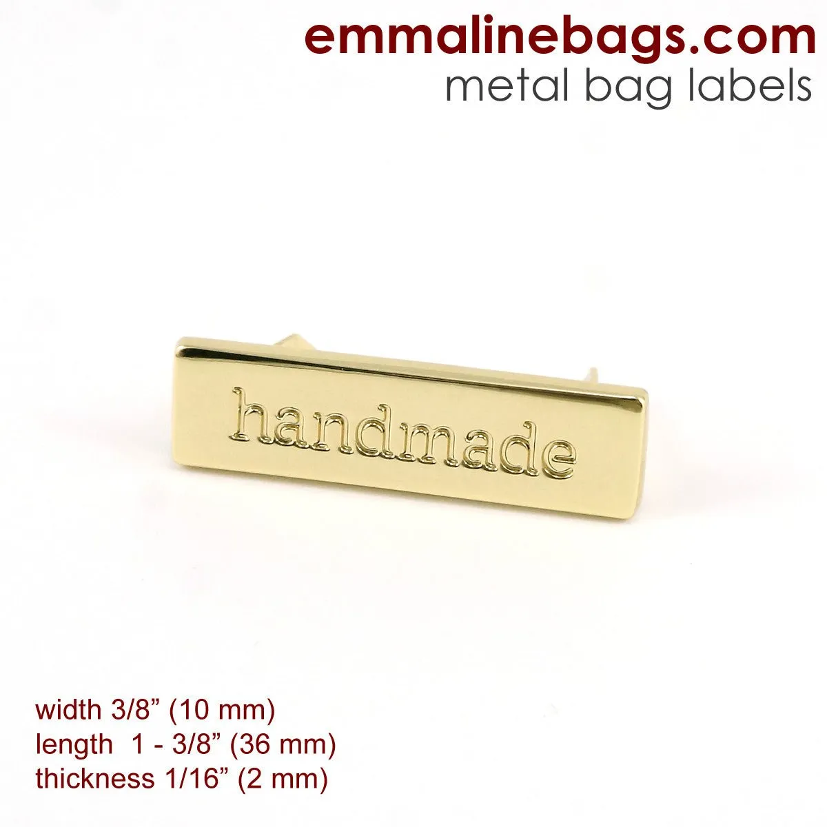 Metal Bag Label: "handmade"