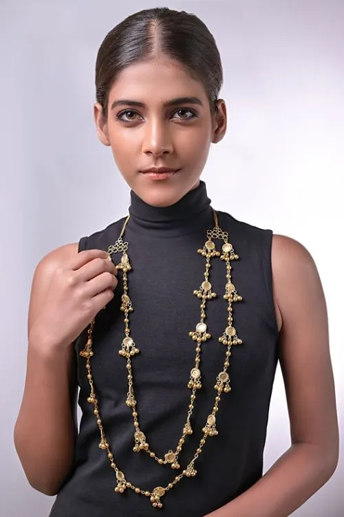 Miharu Glamorous Ghungroo Brass Necklace