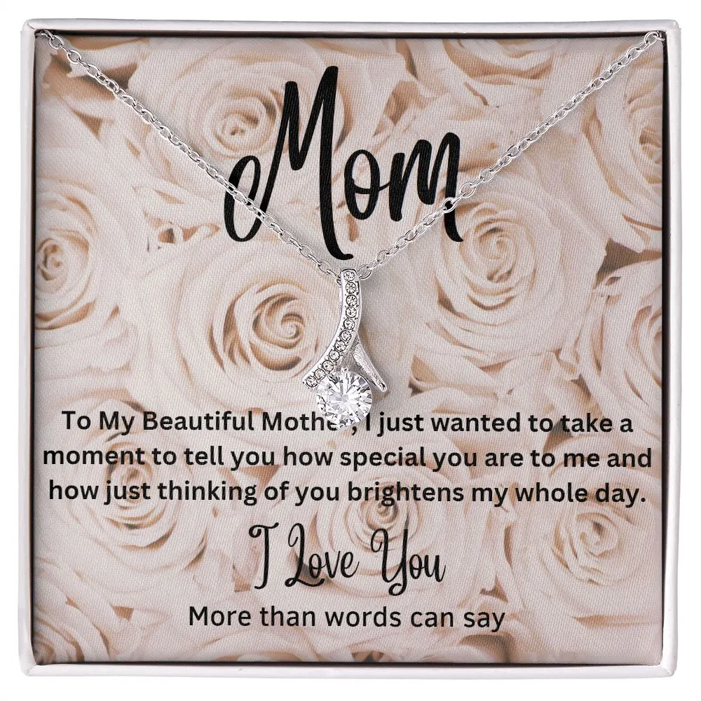 Mom - Alluring Beauty Necklace (White Gold or Yellow Gold)