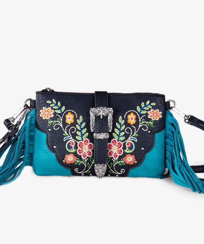 Montana West Floral Embroidered Crossbody Wristlet