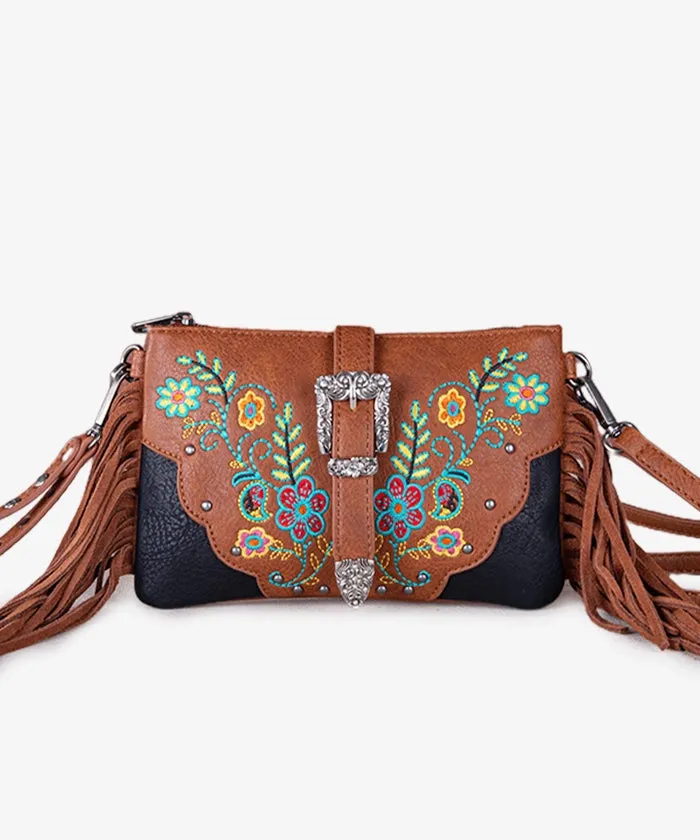 Montana West Floral Embroidered Crossbody Wristlet