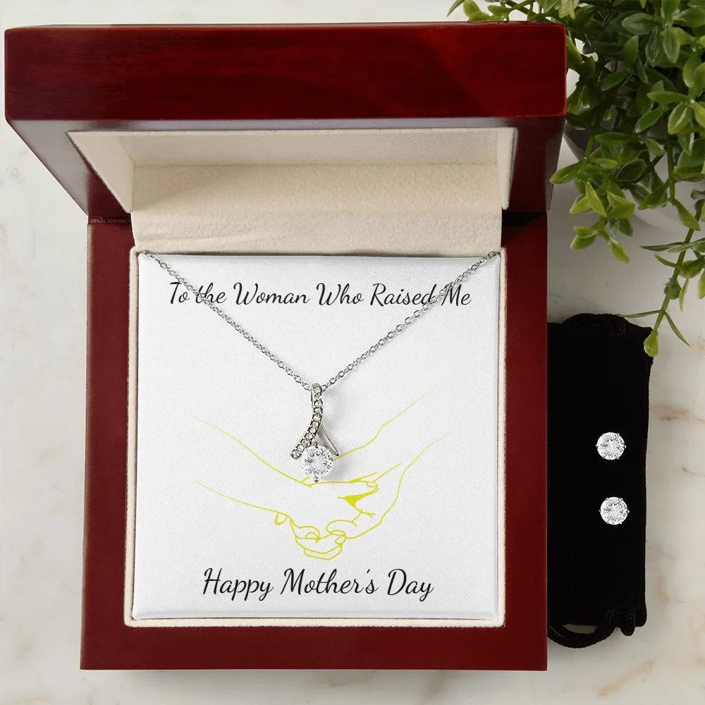 Mothers Day Inserts-02 To My Mother -  Alluring Beauty Necklace and Cubic Zirconia Earring Set - Best Mother's Day Gift in 2023