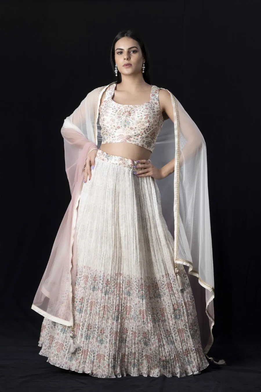 Mughal Ivory Chanderi Silk Lehenga Set