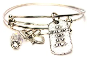 My Boyfriend Is A USA Hero Expandable Bangle Bracelet Set