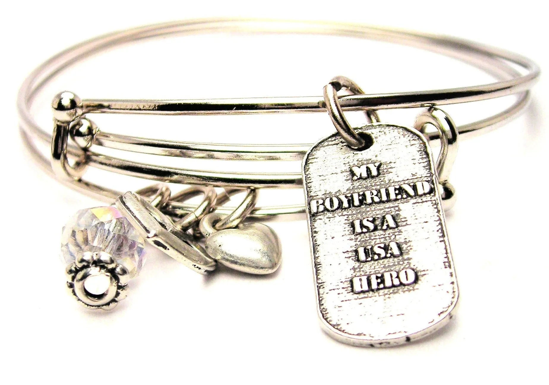 My Boyfriend Is A USA Hero Expandable Bangle Bracelet Set