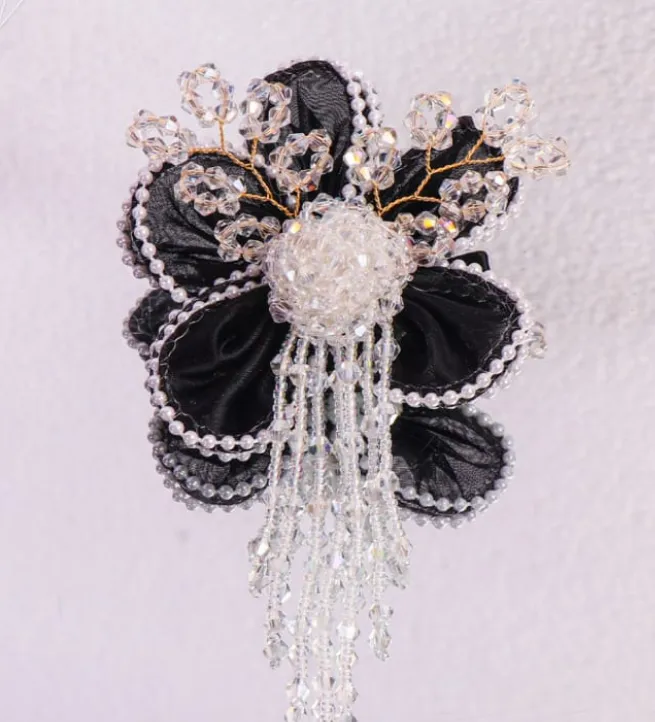 Net Flower Pearls Hair Clips