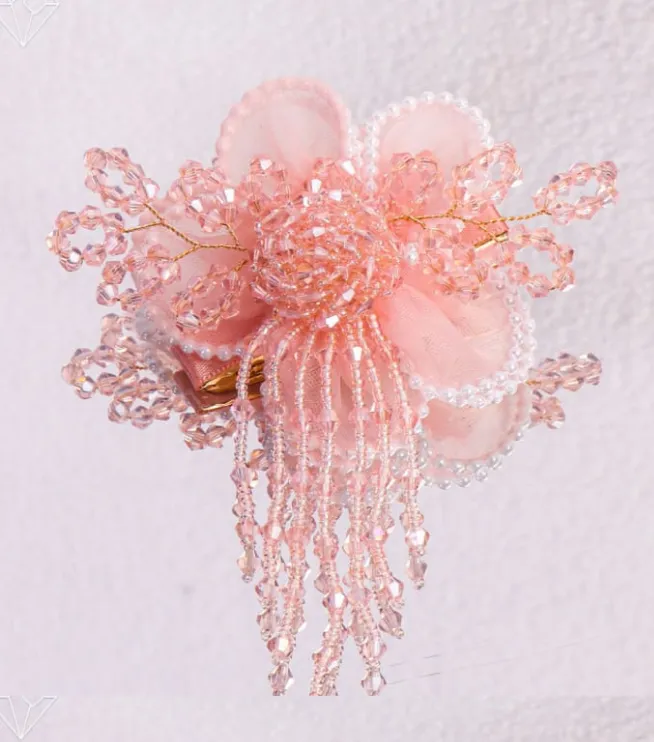 Net Flower Pearls Hair Clips