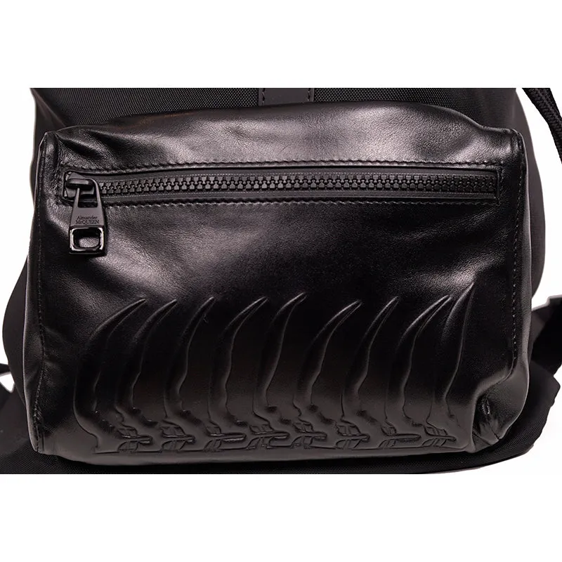 NEW $1,400 ALEXANDER MCQUEEN Black Nylon & LEATHER RIB CAGE Urban BACKPACK BAG