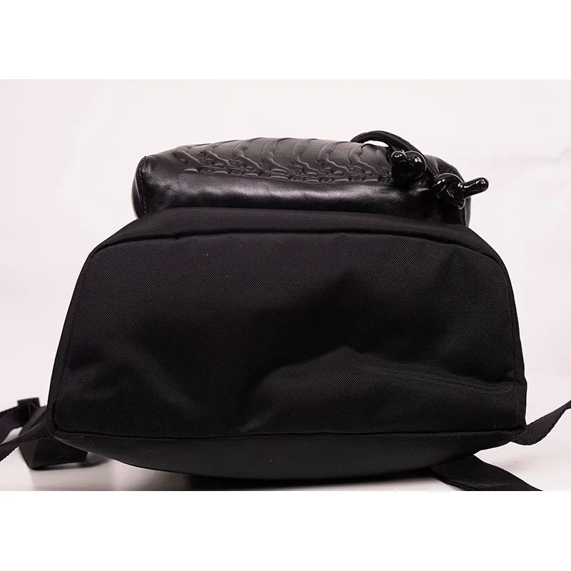 NEW $1,400 ALEXANDER MCQUEEN Black Nylon & LEATHER RIB CAGE Urban BACKPACK BAG