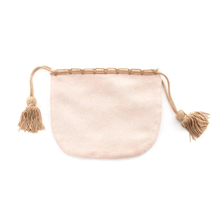 Nishijin-ori Small Drawstring Bag - Crumpled Pattern / Pink -,  Made in Kyoto, Japan,  Japanese traditional craft purse