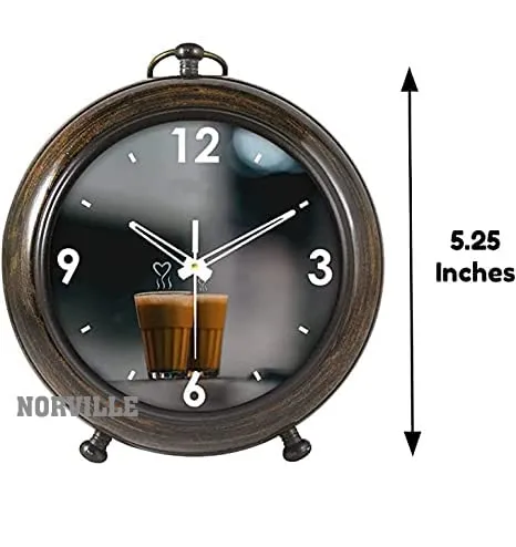 NORVILE® Antique Wooden Table Clock for Home Decor, Office Desk, Study Table Clock, Showpeice, Decorative & Gift Item