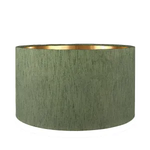 Olive Green Slubbed Faux Silk Shade with Goid Linnig - 45 cm