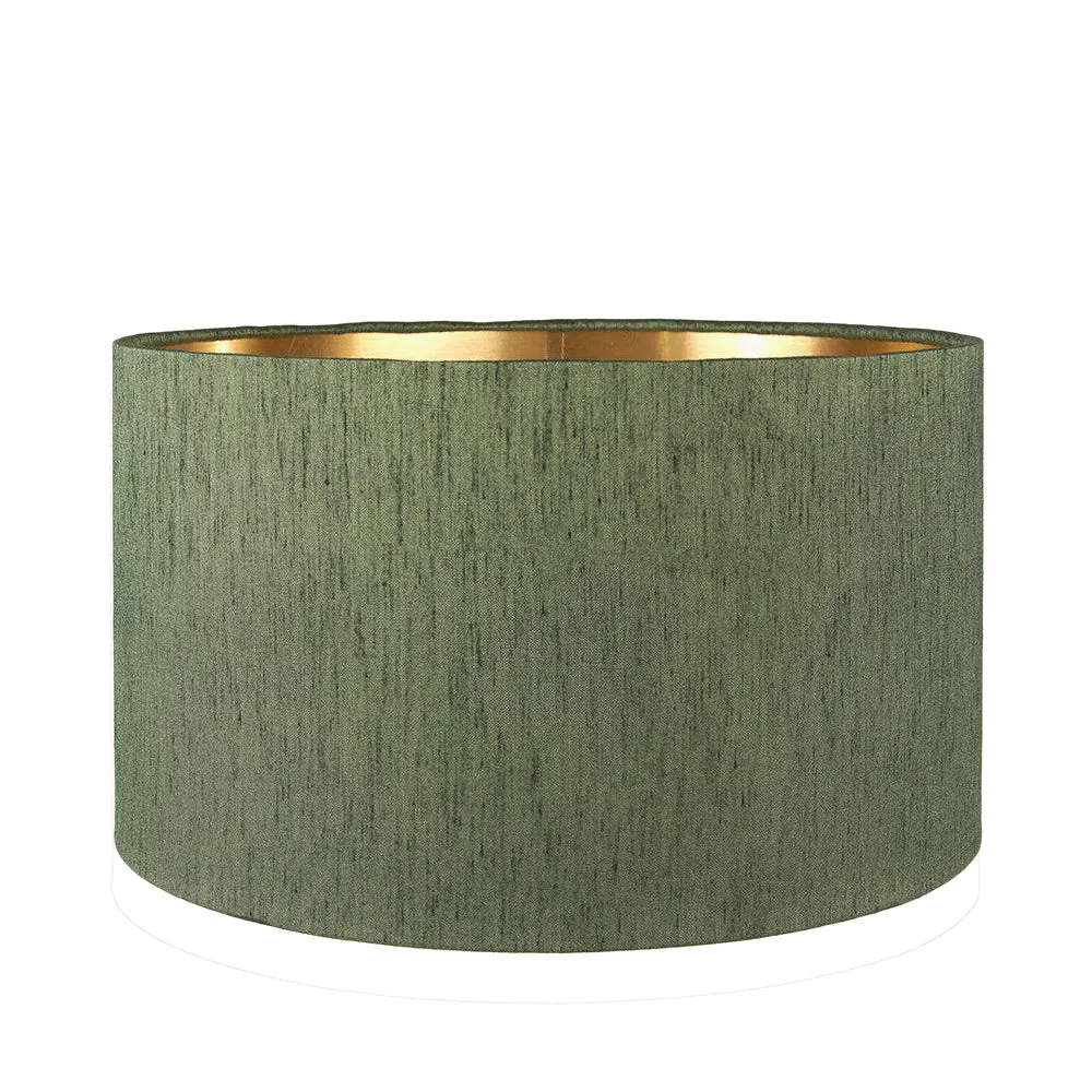 Olive Green Slubbed Faux Silk Shade with Goid Linnig - 45 cm