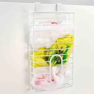 Over the Cabinet  Plastic Bag Organizer and Grocery Bag Holder, White