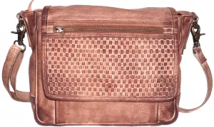 Peter Multi Pockets Across Body Shoulder Real Leather Bag (Leather Weave)