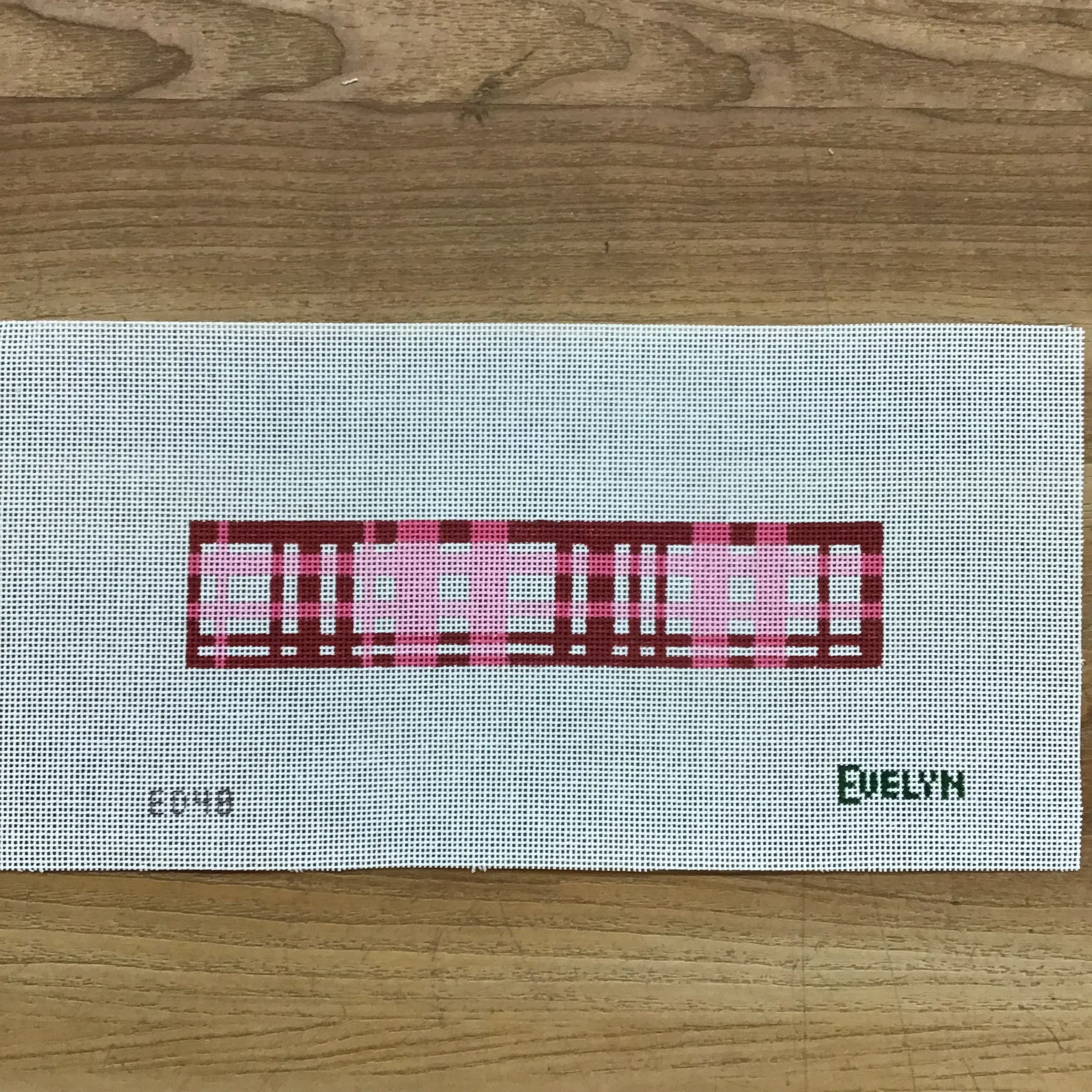 Pink Plaid Key Fob Canvas