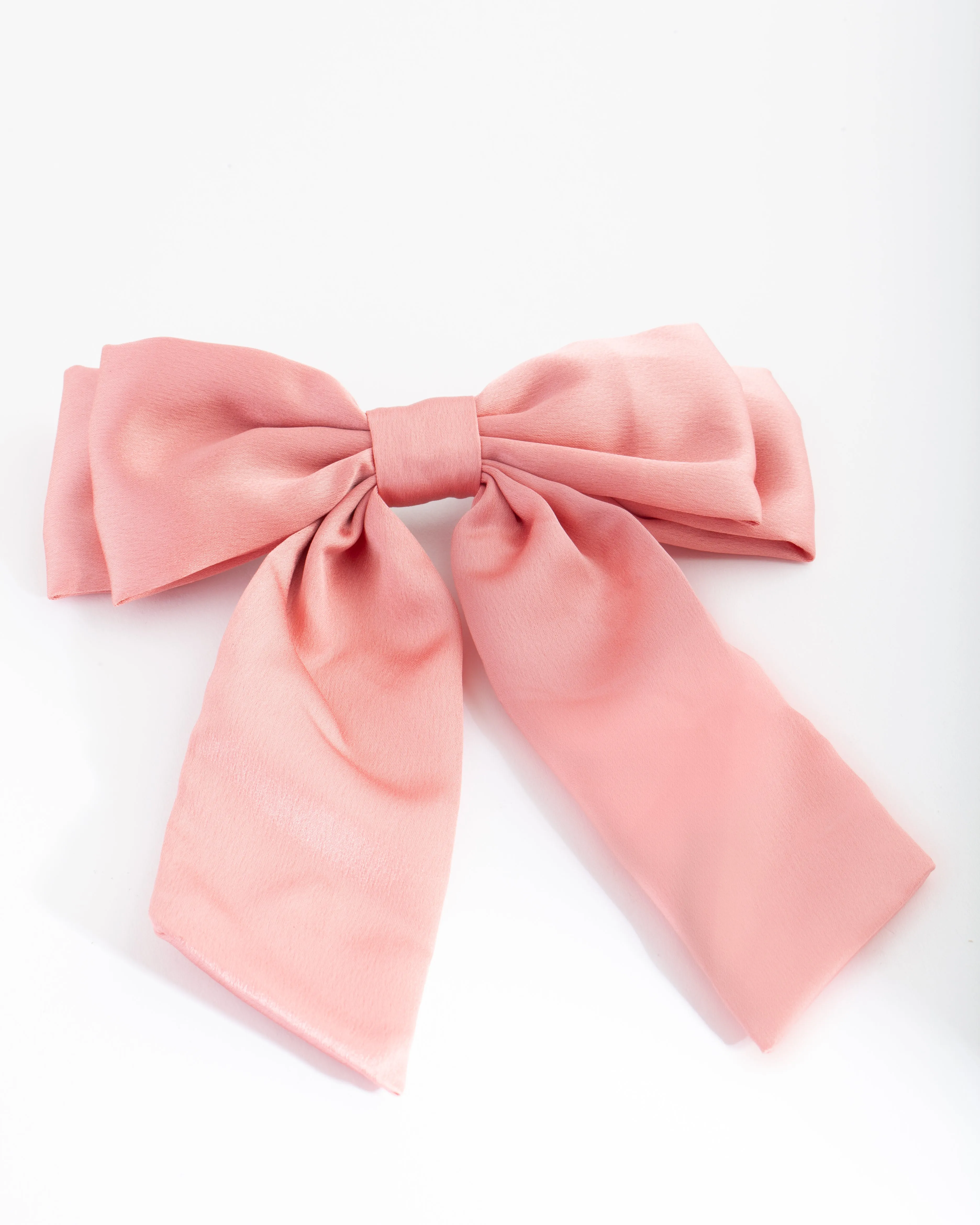 Pink Satin Bow Hair Clip