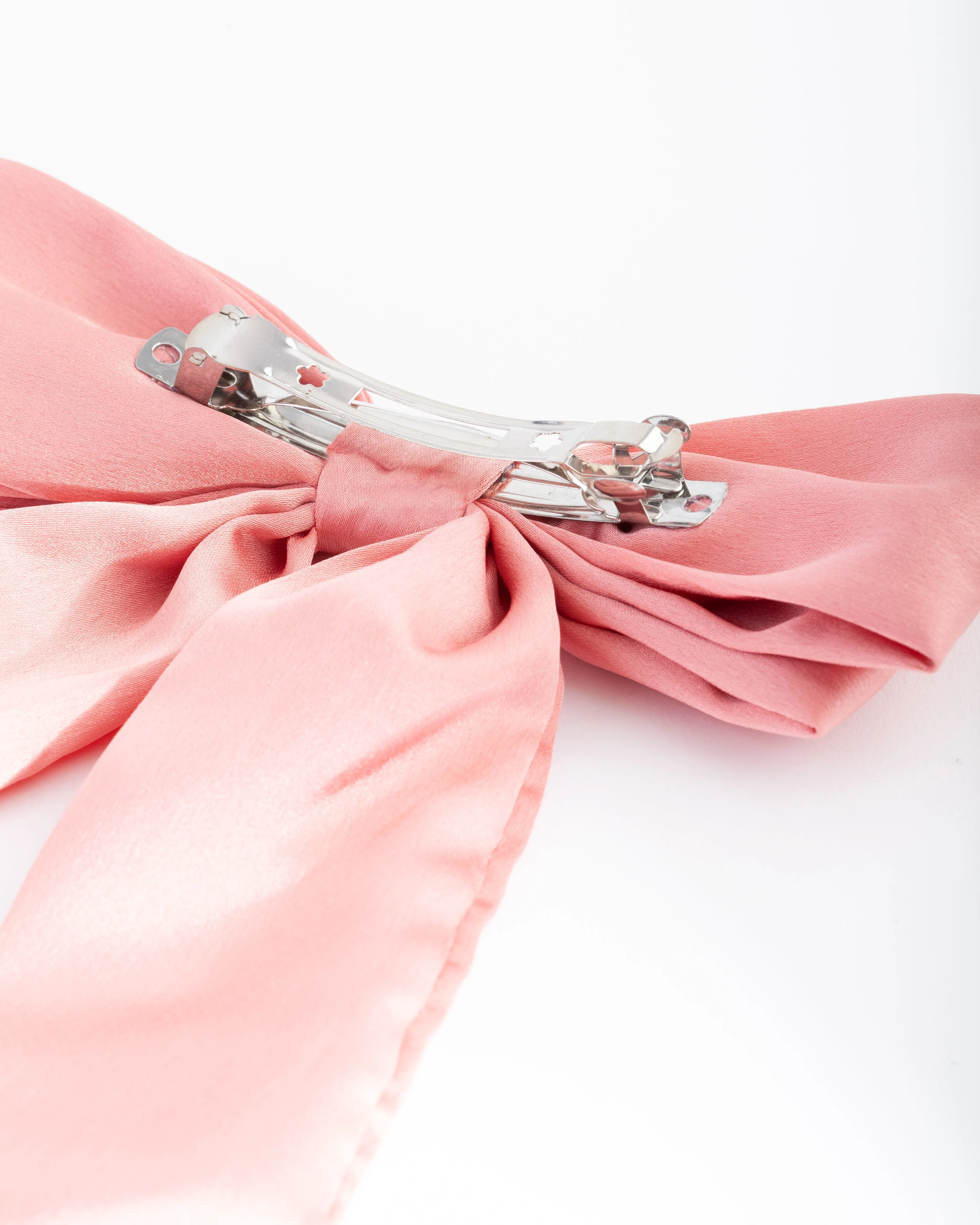 Pink Satin Bow Hair Clip