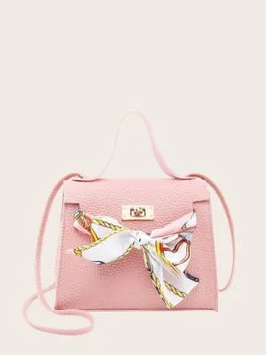 Pink Scarf Detail Satchel Bag