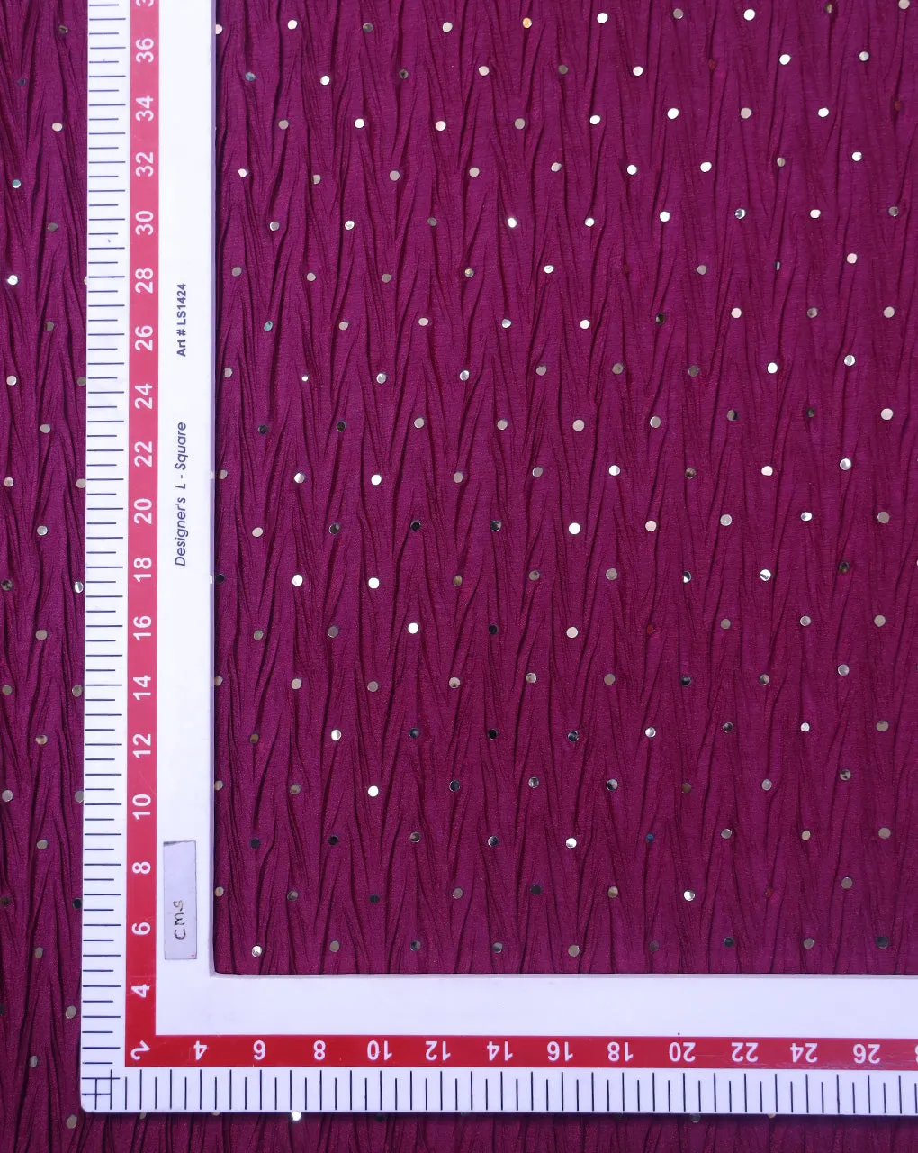 PLUM POLYESTER CREPE SEQUINS FABRIC