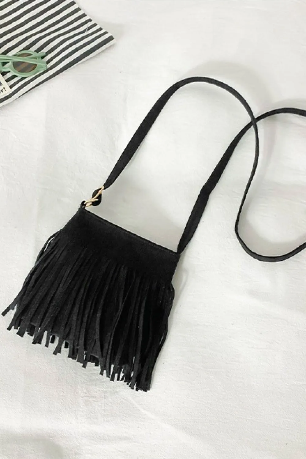 PU Leather Crossbody Bag with Fringe