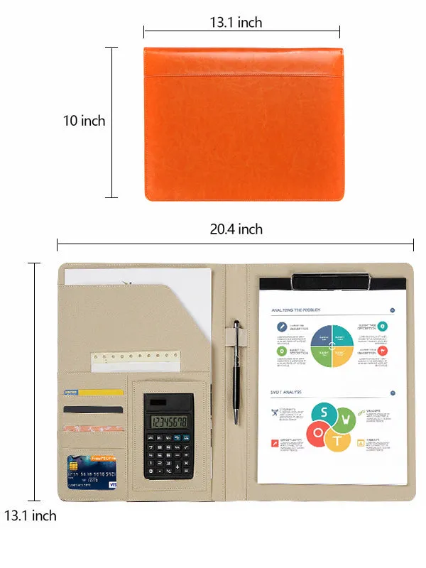 PU Leather Document Folder Business Folder Orange