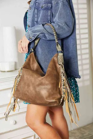 PU Leather Fringe Detail Shoulder Bag