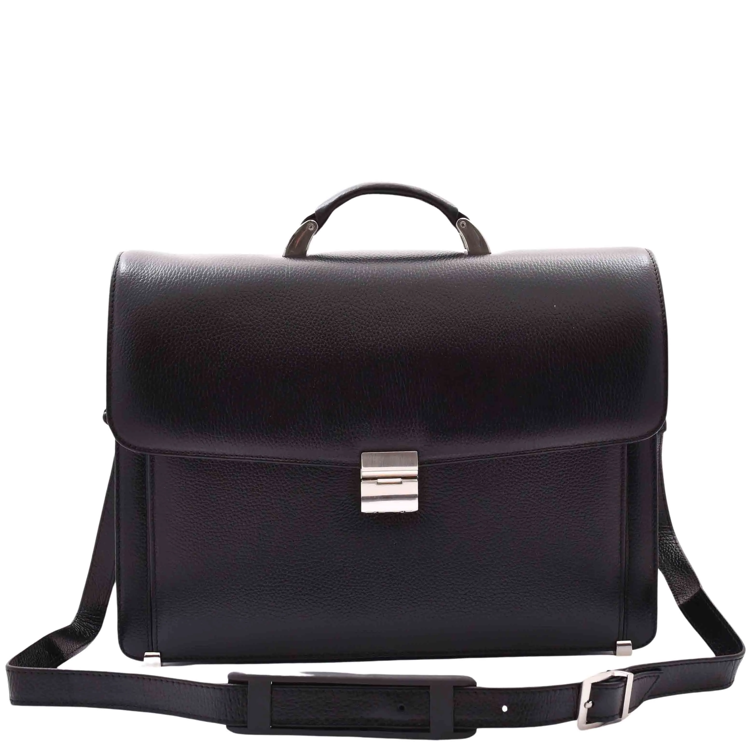 Real Leather Business Briefcase for Men Executive Bag HENRY Black