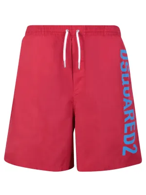 Red Technicolor swim shorts