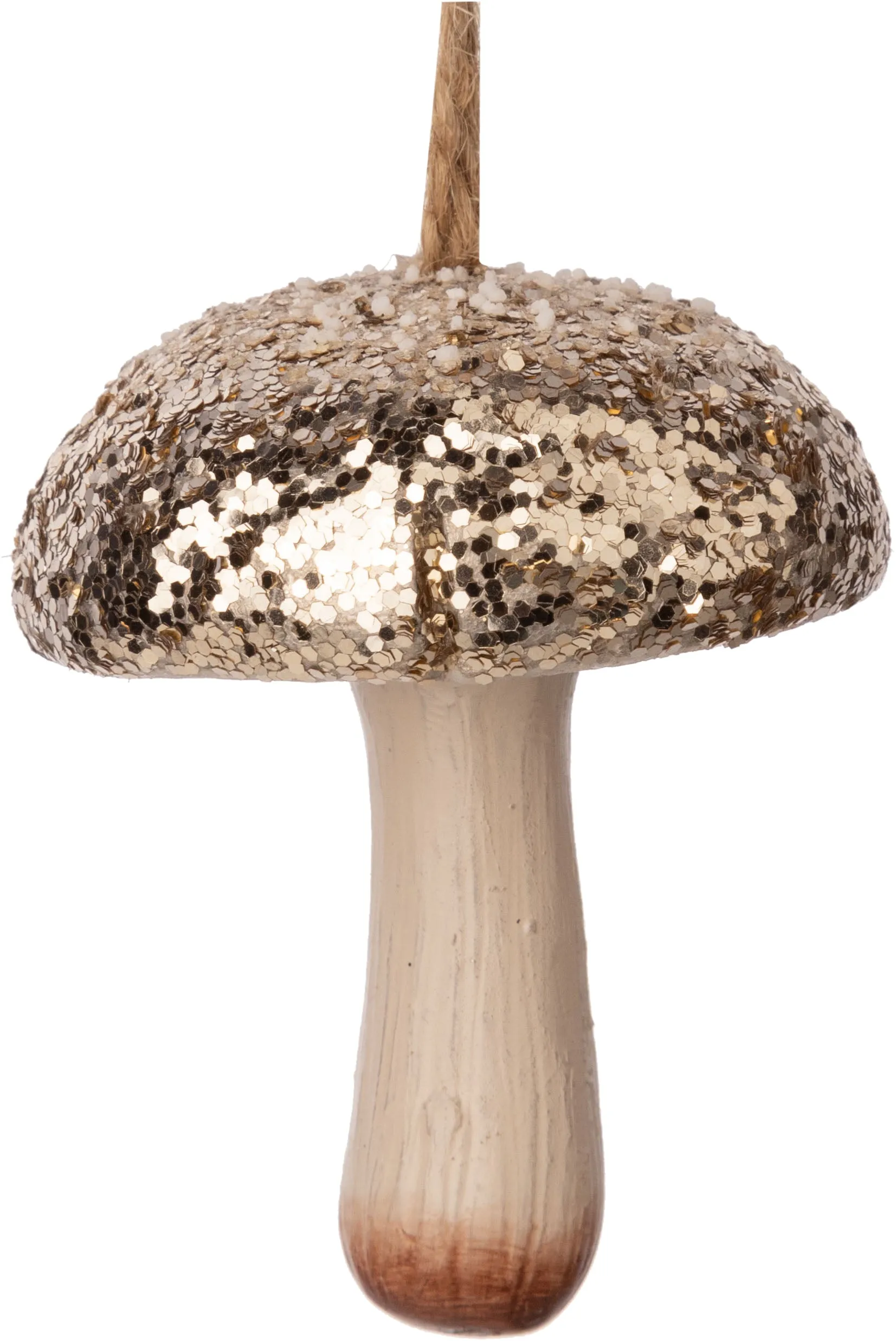 Resin Champagne Glittered Painted Mushroom Ornament