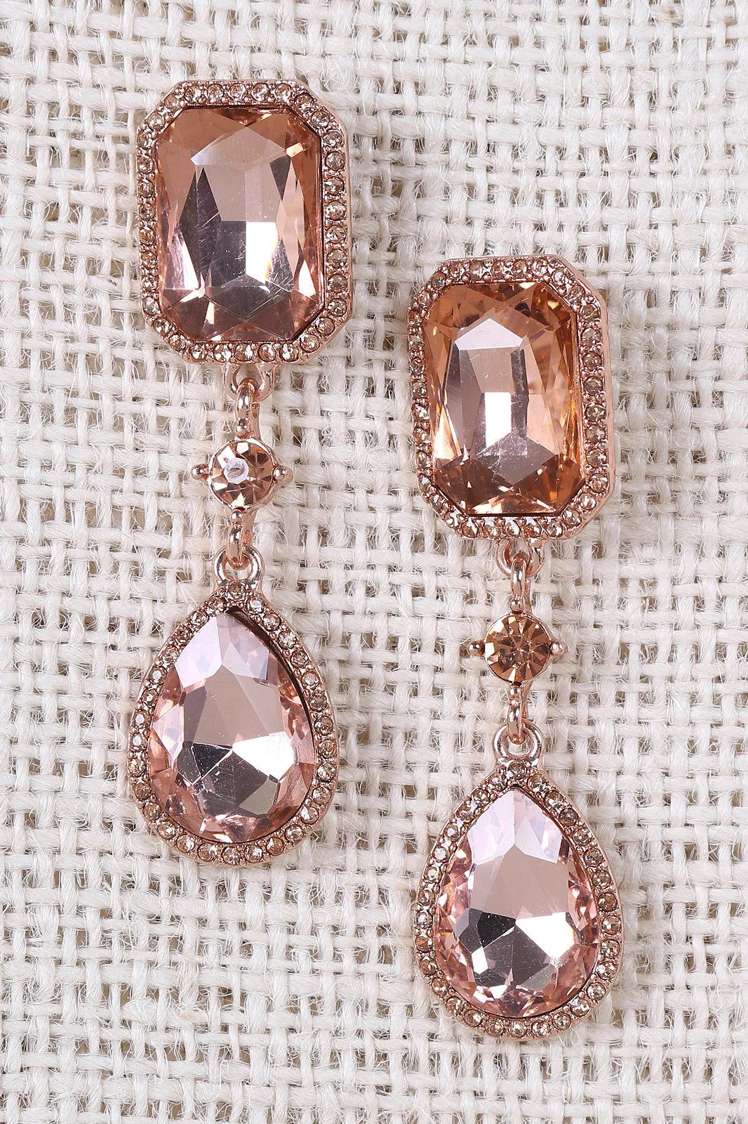 Rhinestone Octagon Teardrop Earrings