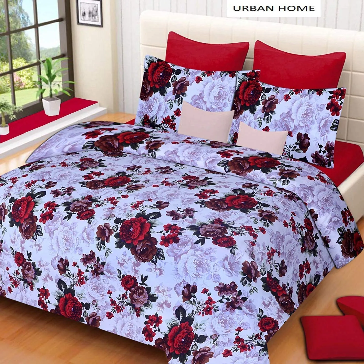 RN HOME FURNISHING Polyester & Polyester Blend 160 TC Bedsheet (Multicolour_Standard)