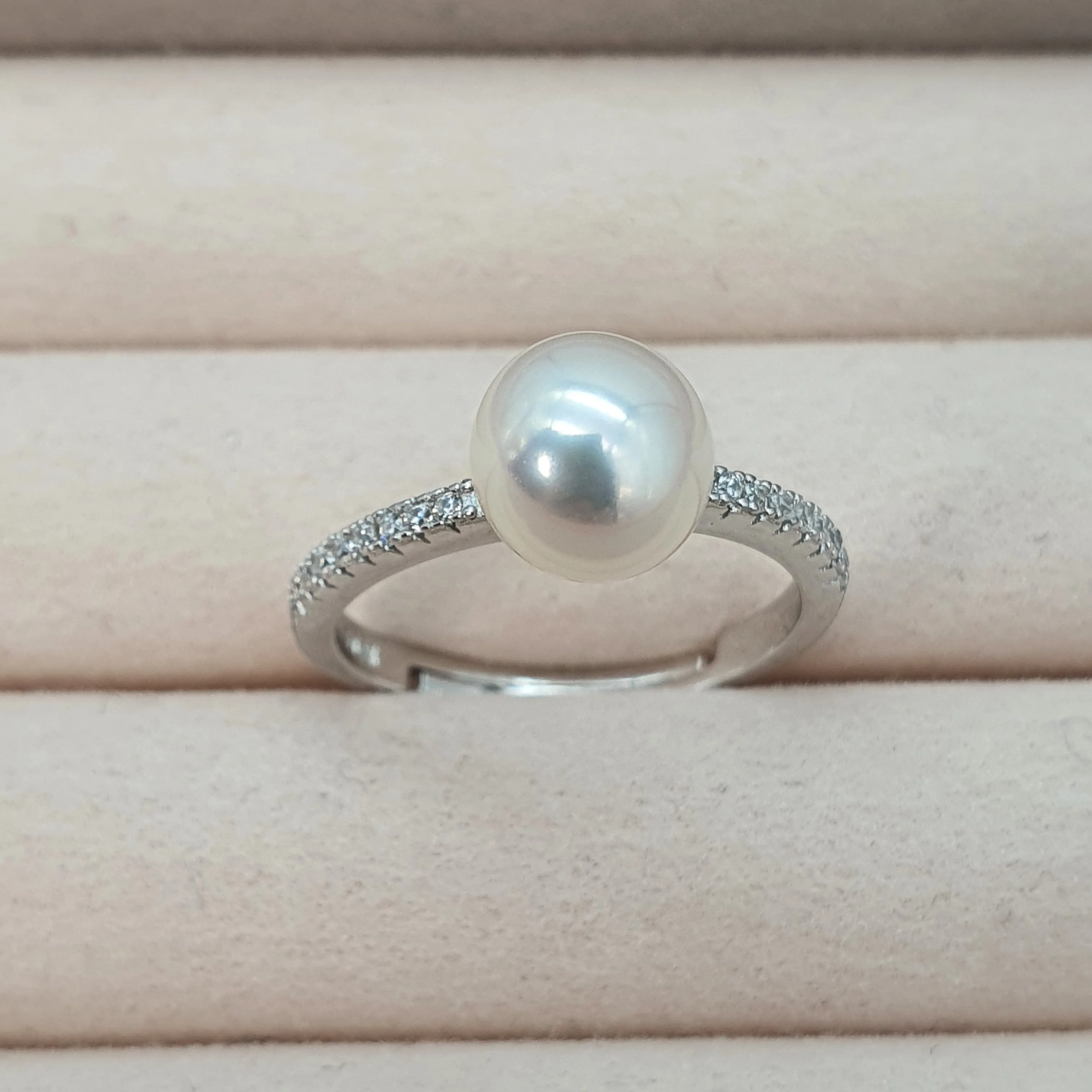 Round Freshwater Pearl Ring, Sterling Silver