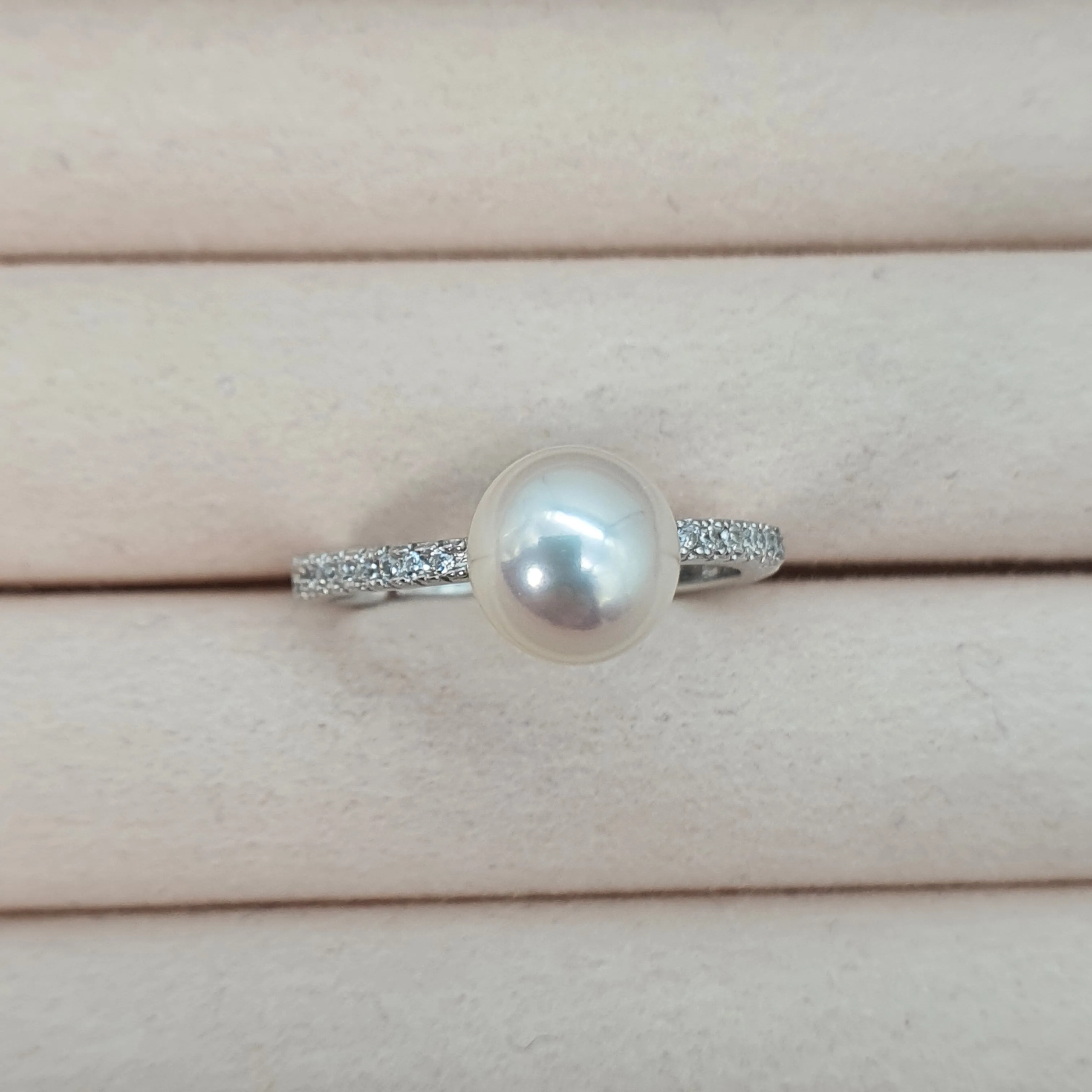 Round Freshwater Pearl Ring, Sterling Silver