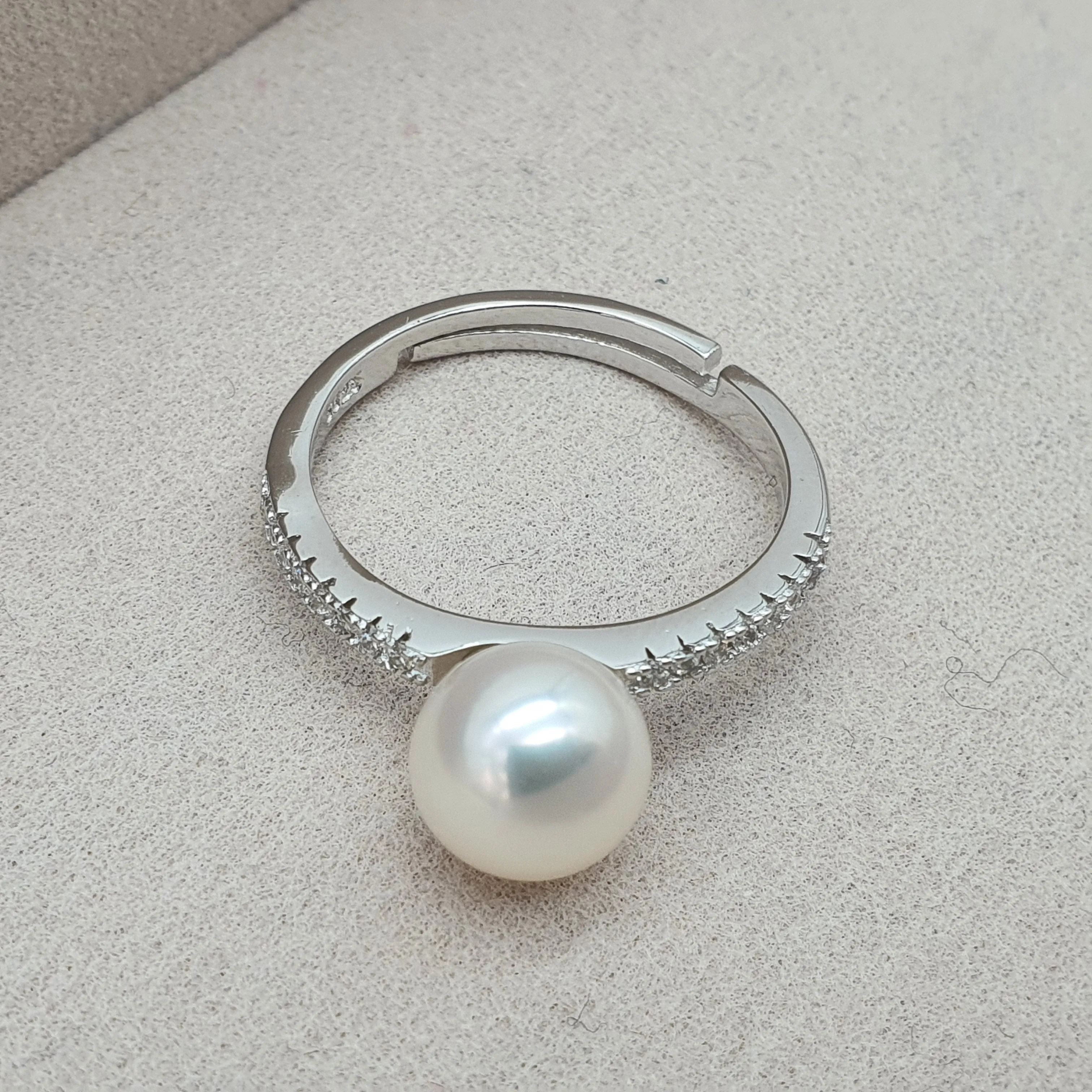 Round Freshwater Pearl Ring, Sterling Silver