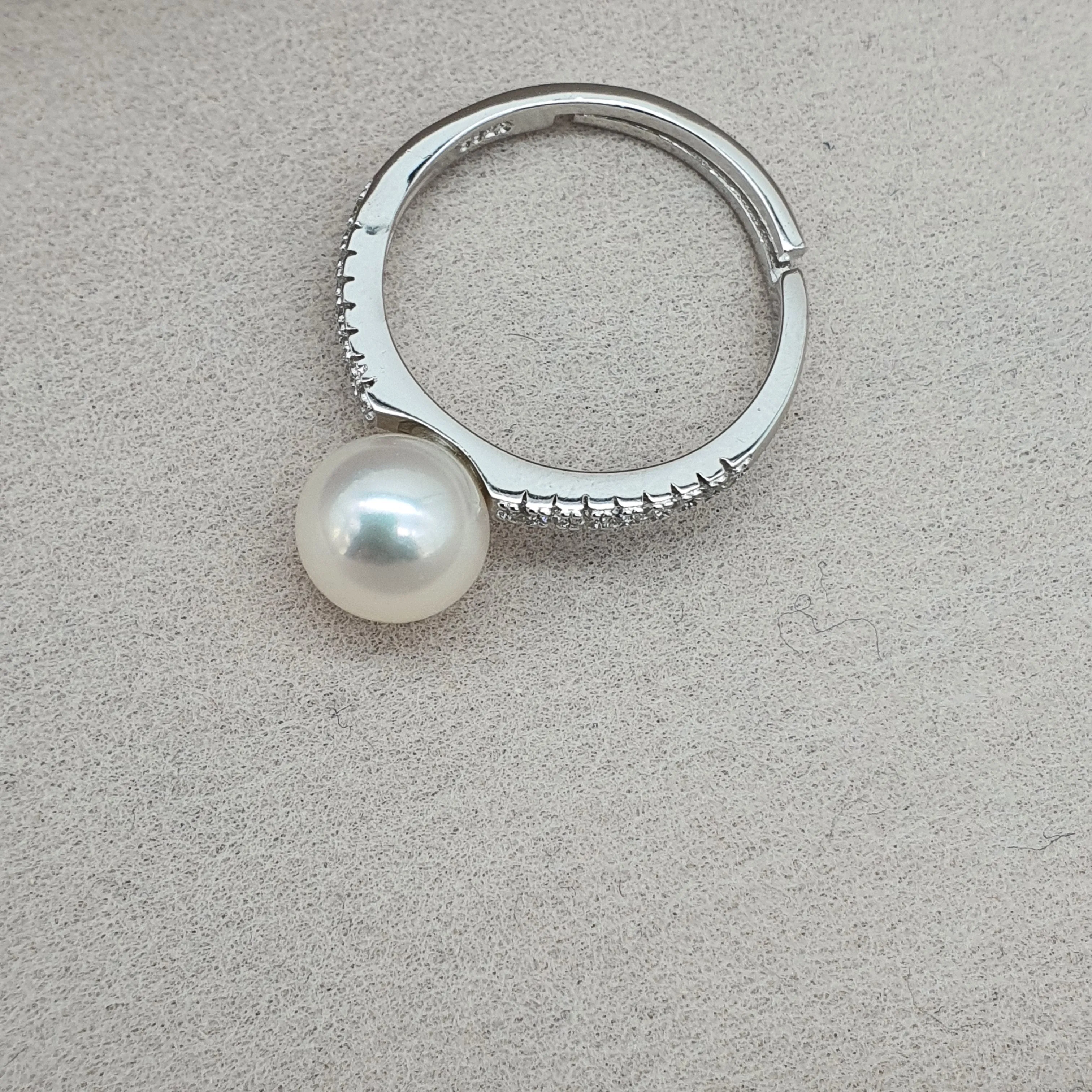 Round Freshwater Pearl Ring, Sterling Silver