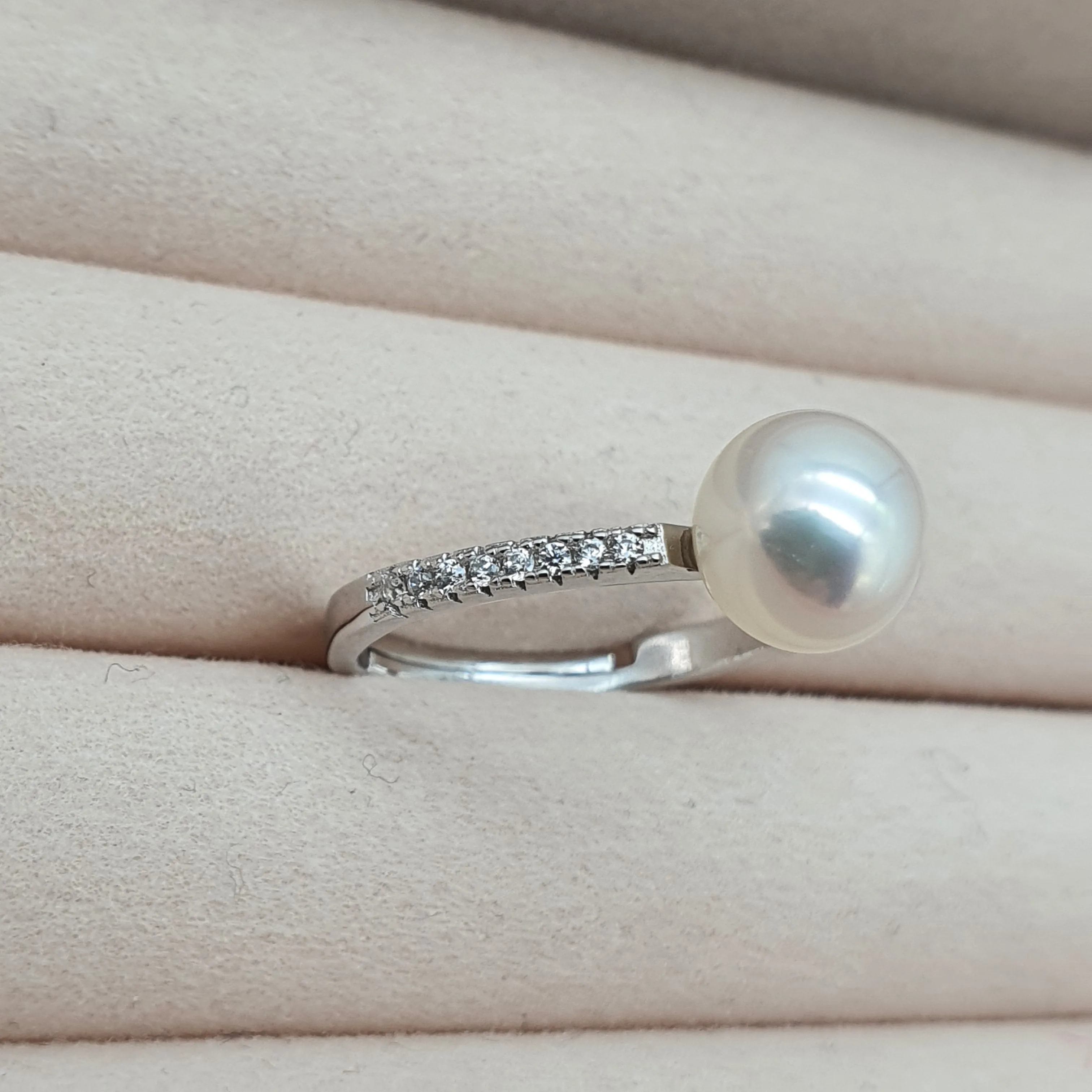 Round Freshwater Pearl Ring, Sterling Silver