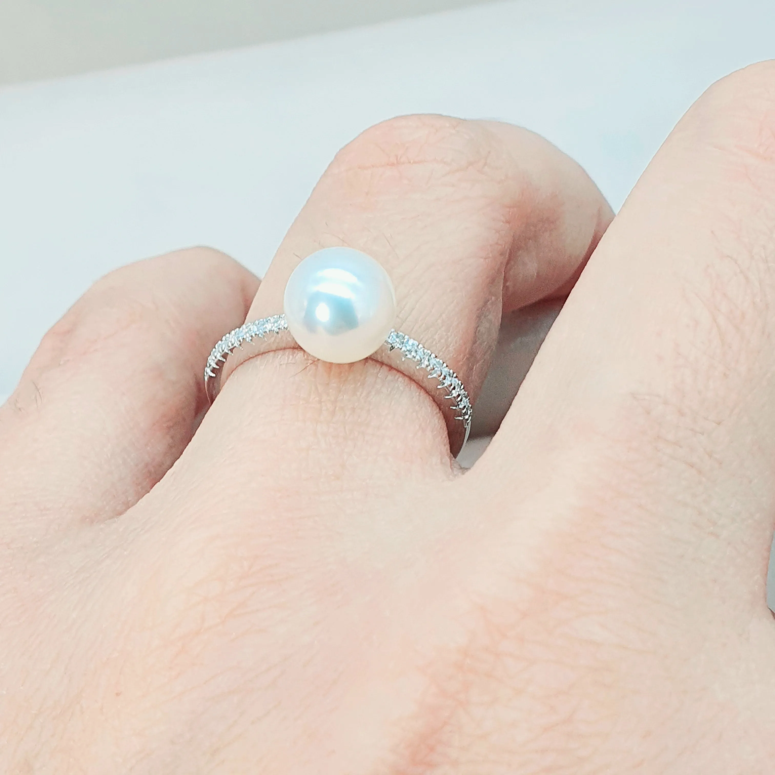 Round Freshwater Pearl Ring, Sterling Silver