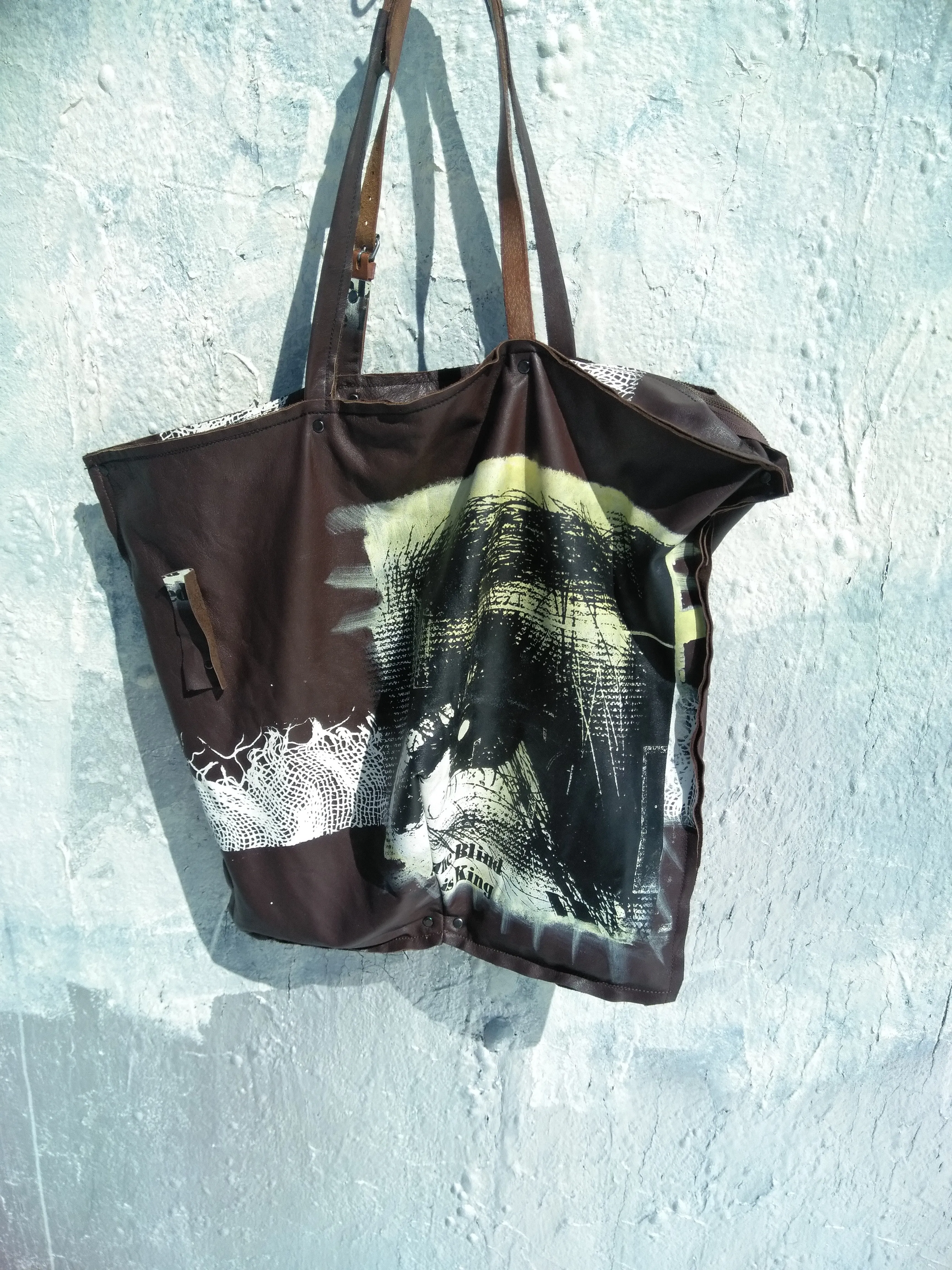 Sale.... eyes on you large leather  unisex Zippered Tote