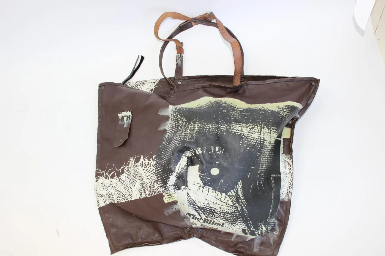 Sale.... eyes on you large leather  unisex Zippered Tote