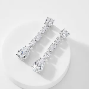 SHINE ON CZ LINEAR DROP EARRINGS